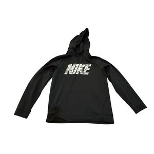 Nike‎ Dri-Fit Black Hoodie Sweatshirt Mens Large Athletic Performance Logo